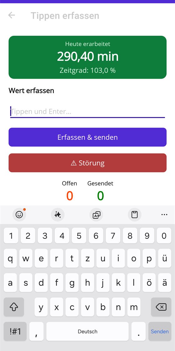 Barcode über die Tastatur eintippen